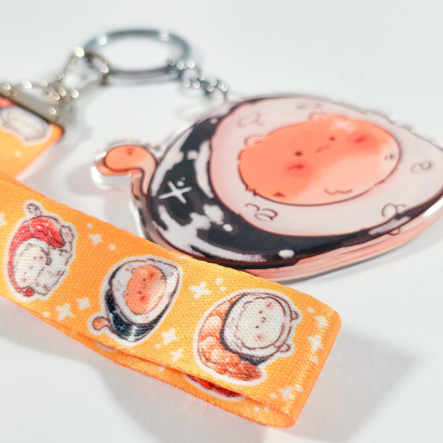 Sushi cat wrap keycharm with lanyard