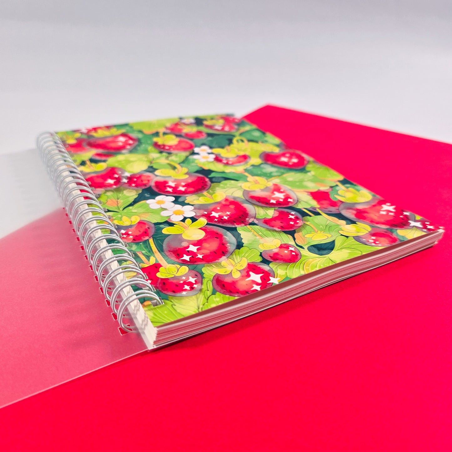 Reusable sticker book with strawberry field cover