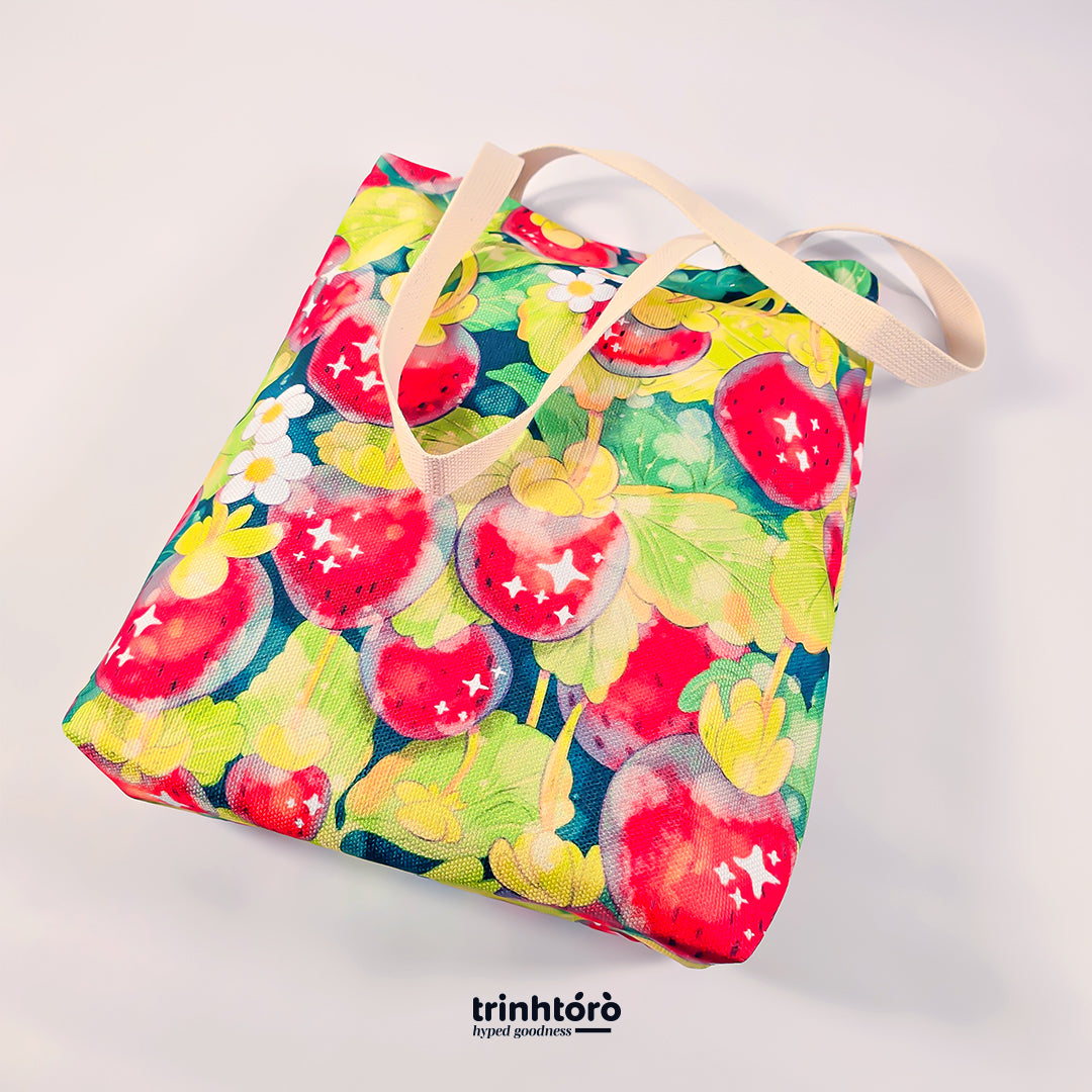 Strawberry canvas tote bag