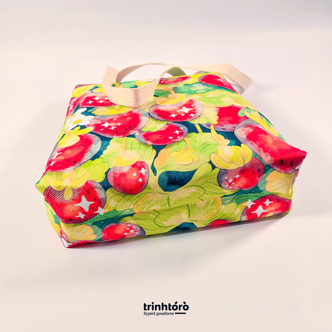 Strawberry canvas tote bag