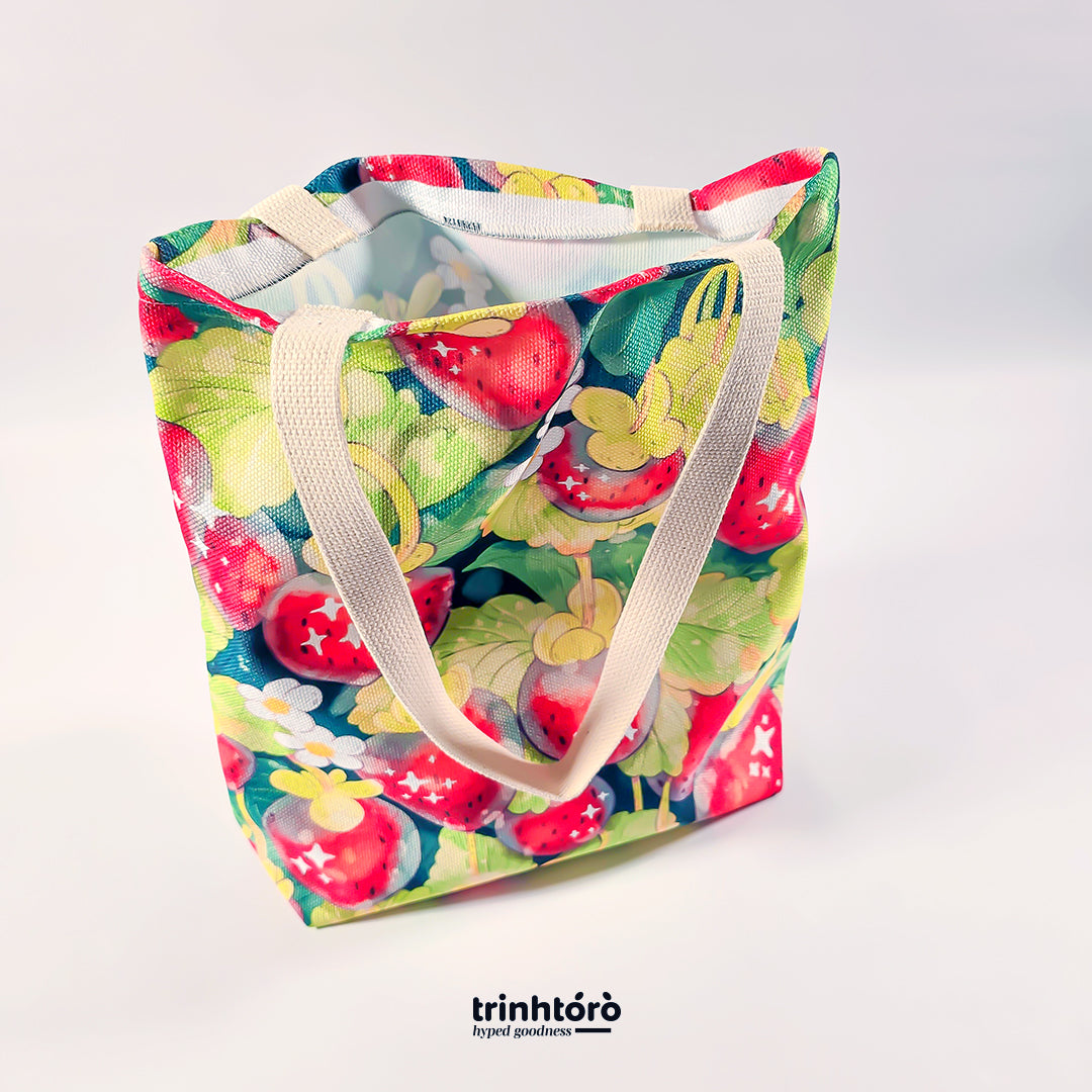Strawberry canvas tote bag