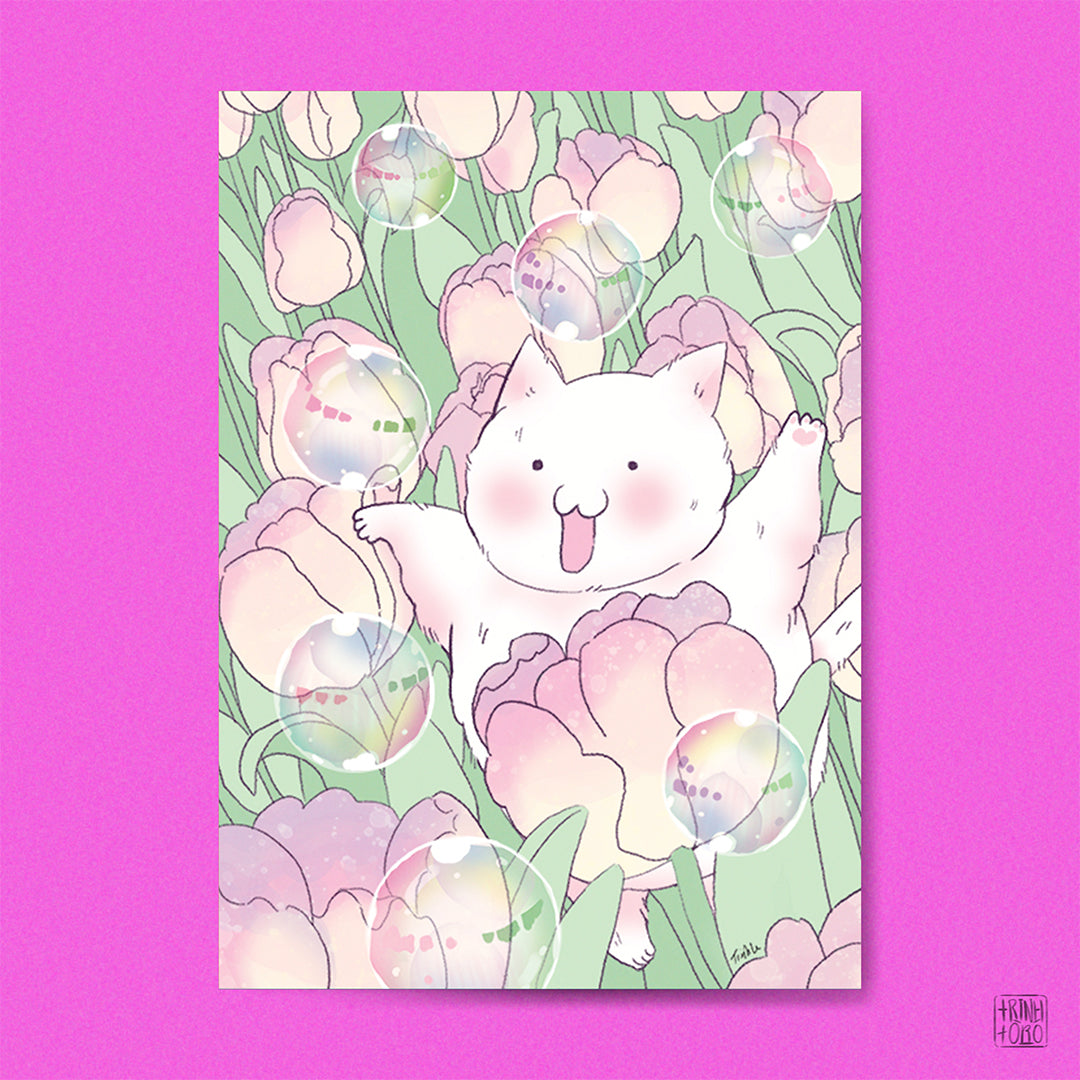 Boyo in the tulip fields art print