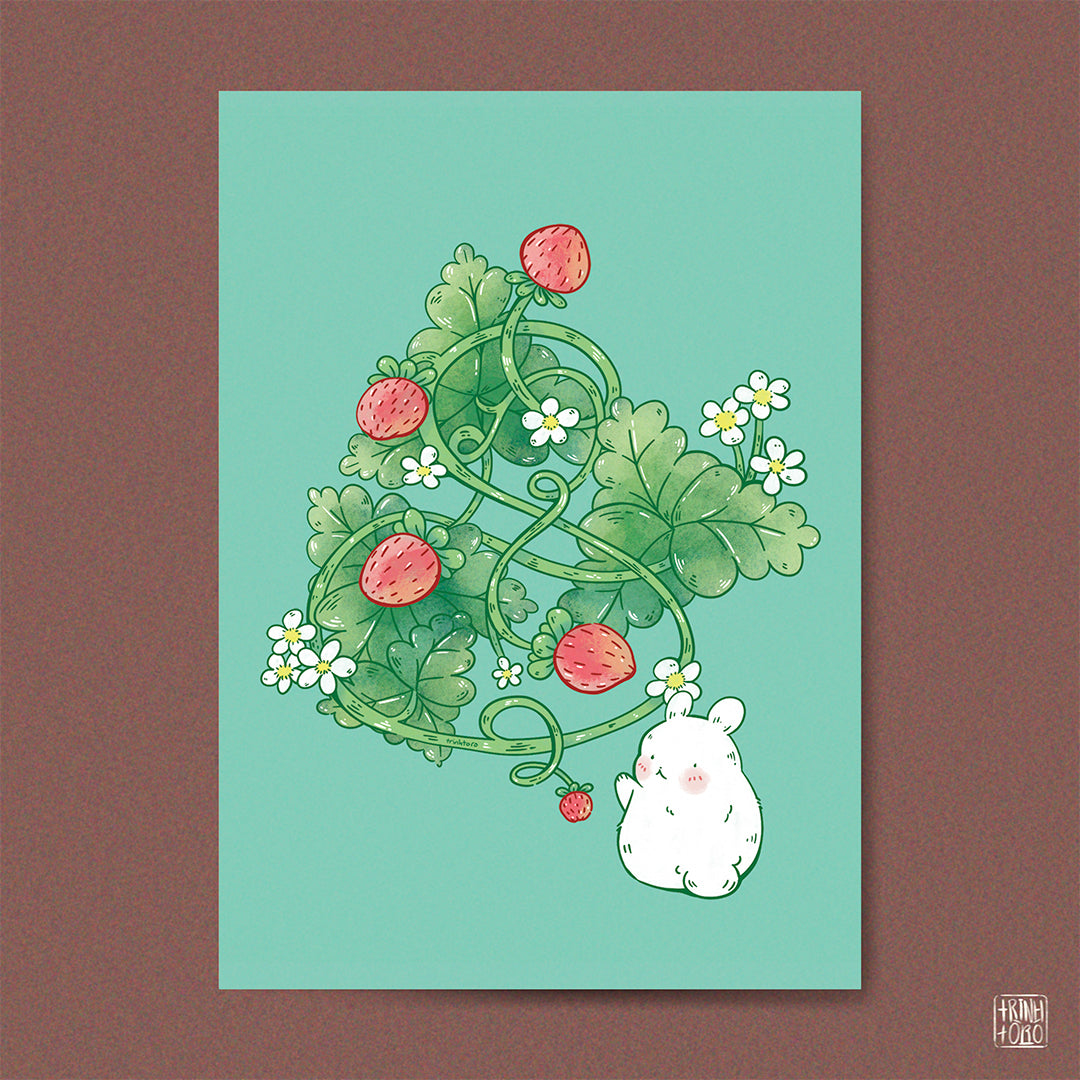 Strawberry picking art print
