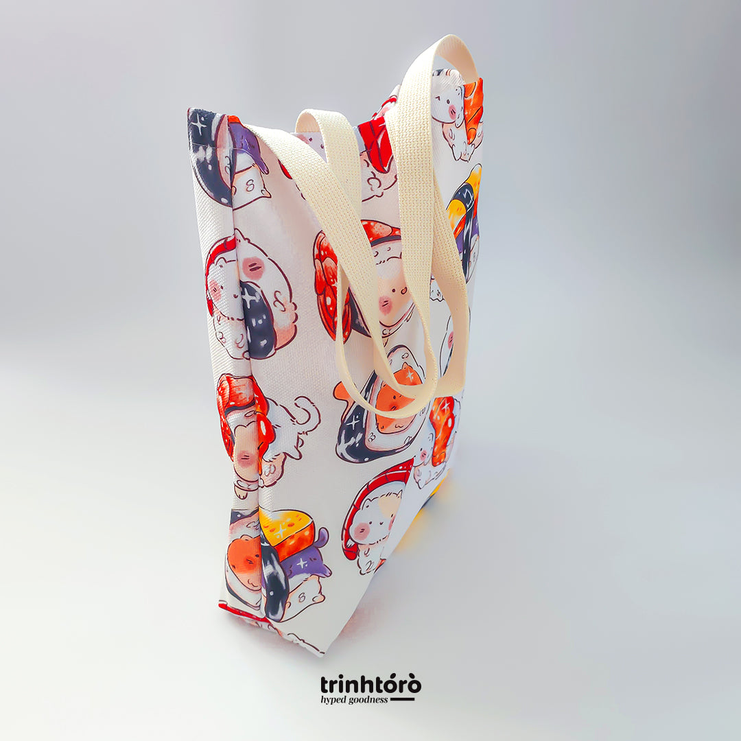 Sushi Cat canvas tote bag