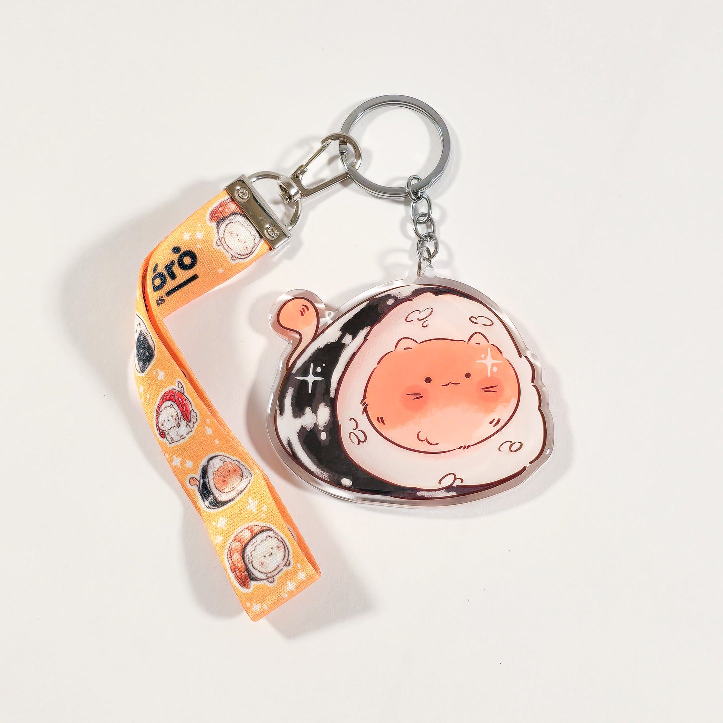 Sushi cat wrap keycharm with lanyard