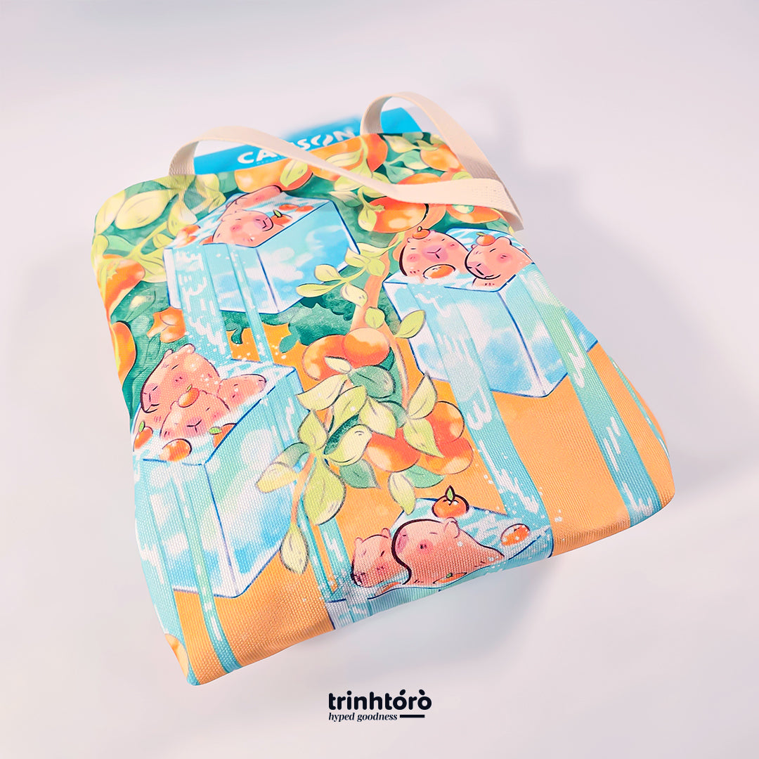 Capybara canvas tote bag