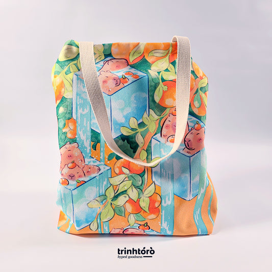 Capybara canvas tote bag