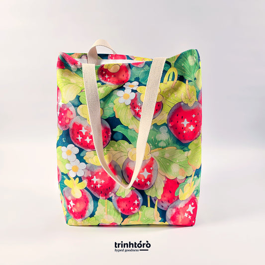 Strawberry canvas tote bag