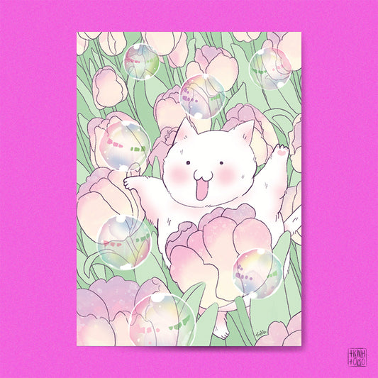 Boyo in the tulip fields art print