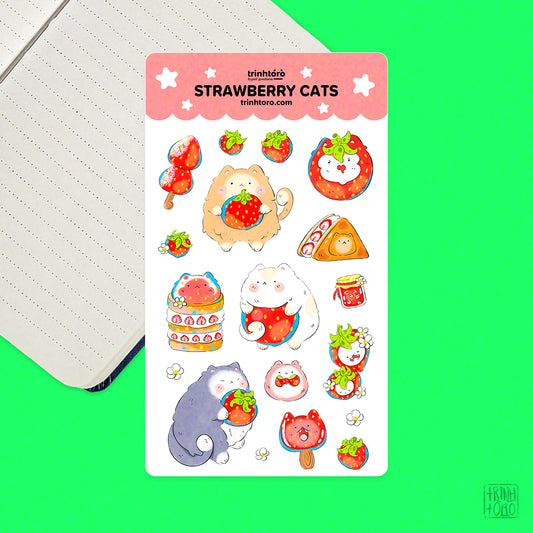 Strawberry cat sticker sheet