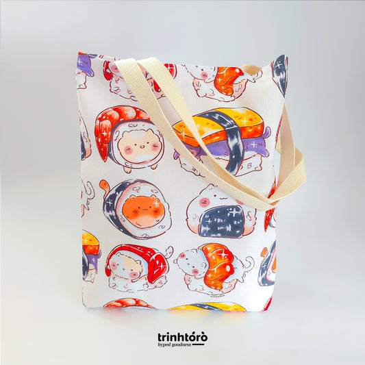 Sushi Cat canvas tote bag