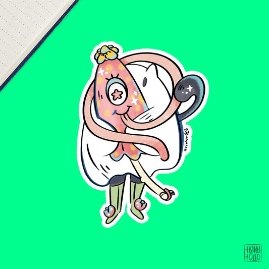 Umbrella yokai holographic sticker